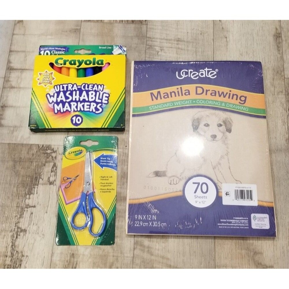Lot Of Crayola Markers Scissors Manilla Paper School Supplies Fast Shipping